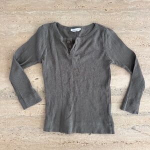 Jamie Kay Toddler Henley Shirt in Green/Gray Color 3T Girls or Boys Neutral Colo